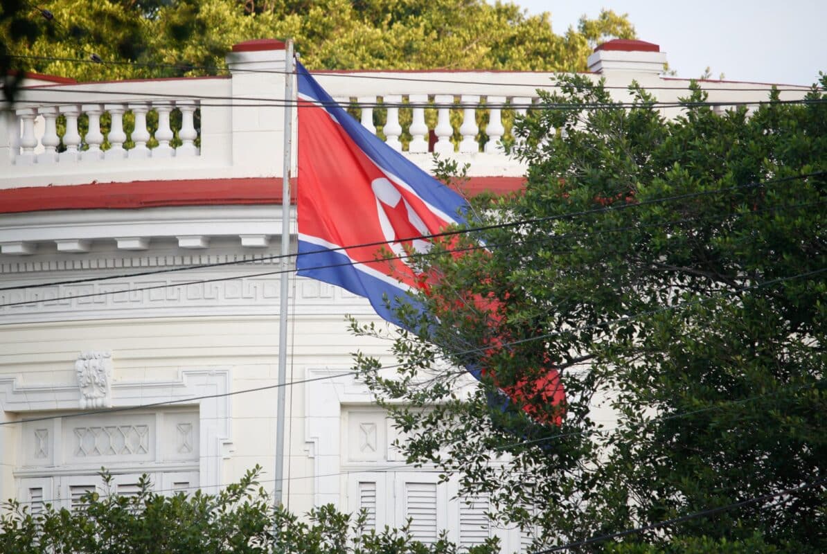Havana,,cuba;,05.01.2018:,north,korean,flag,at,the,havana,embassy
