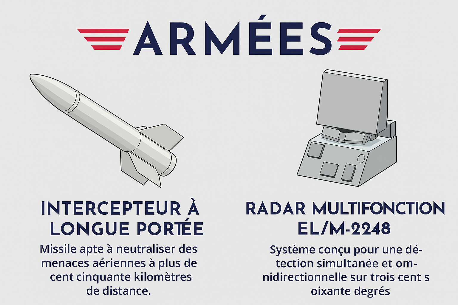 radar EL/M-2248 MF-STAR et intercepteur à longue portée nommé LRAD radar EL/M-2248 MF-STAR et intercepteur à longue portée nommé LRAD