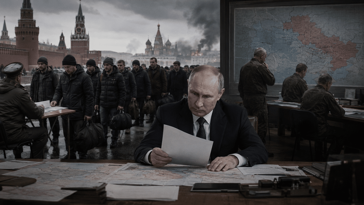 Vladimir Poutine pourrait envisager une nouvelle mobilisation générale après les élections de septembre 2026, alors que l’armée russe manque d’hommes en Ukraine. Image générée par IA
