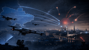 L’Ukraine a lancé une attaque massive de drones vers la région de Moscou avant le sommet de l’Otan à Ankara. Cette offensive illustre l’évolution de la guerre à distance entre Kiev et Moscou. Image générée par IA