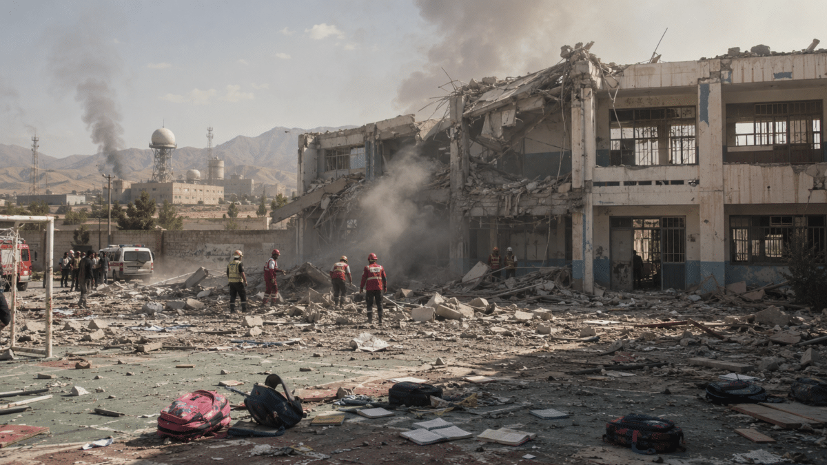 Selon CNN, l’armée américaine aurait validé des frappes en Iran malgré des alertes sur des renseignements obsolètes. L’école de Minab a été touchée le 28 février 2026. Image générée par IA